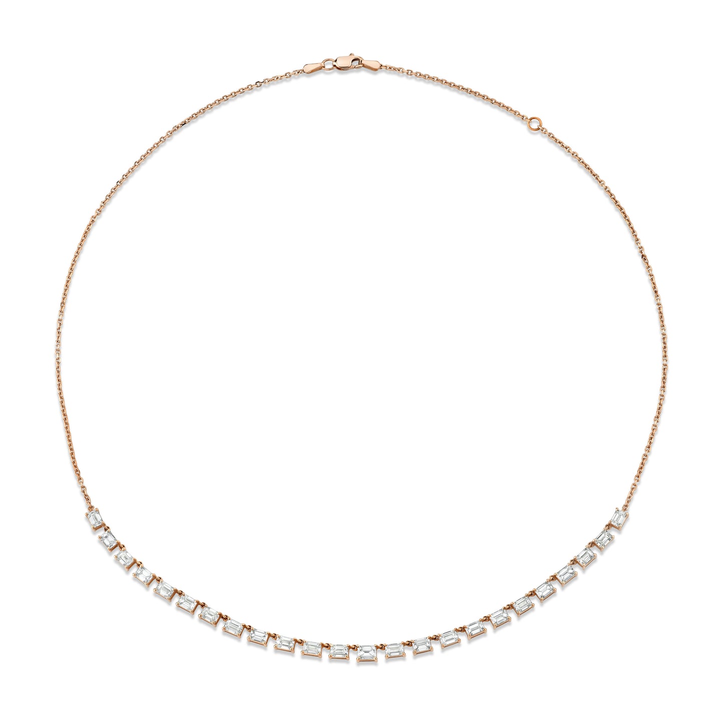 Floating Emerald Cut Diamond Necklace