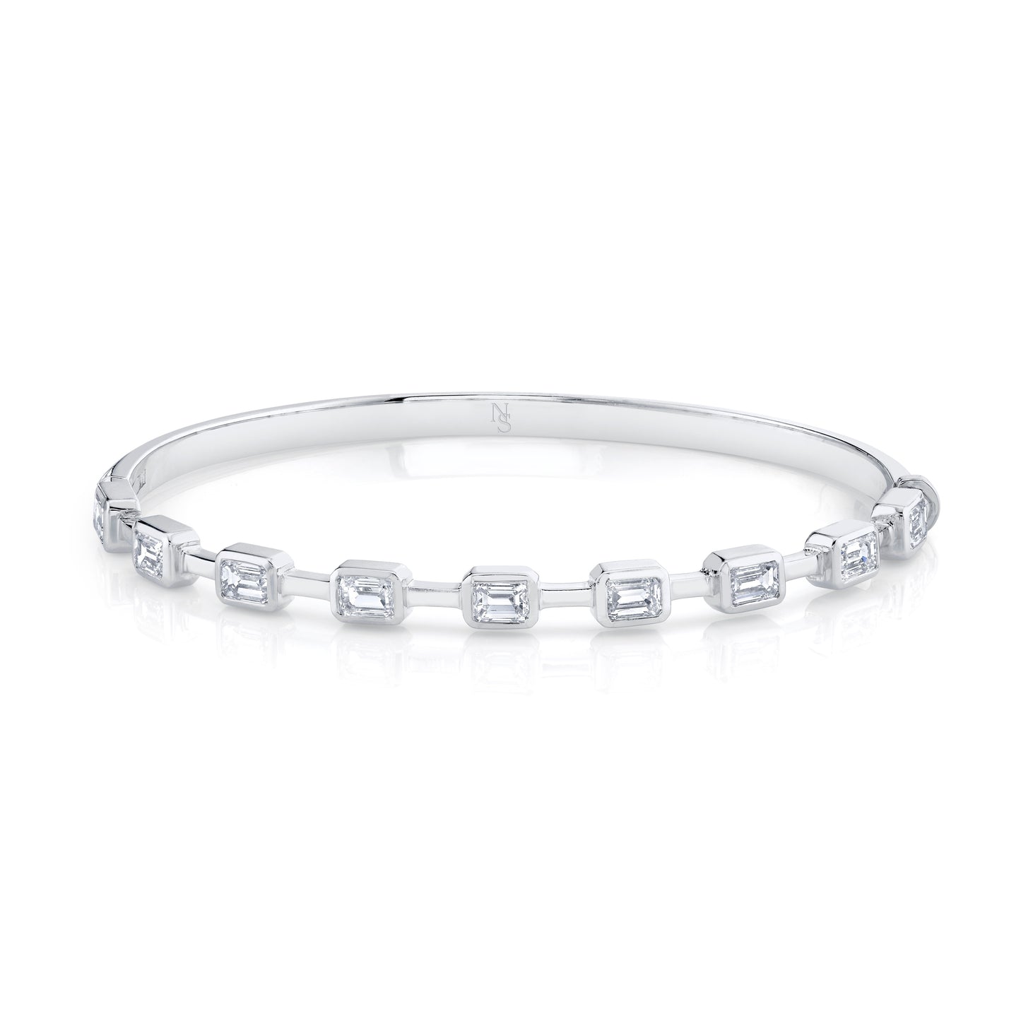 Hinged Bangle with Bezel-Set Emerald Cut Diamonds