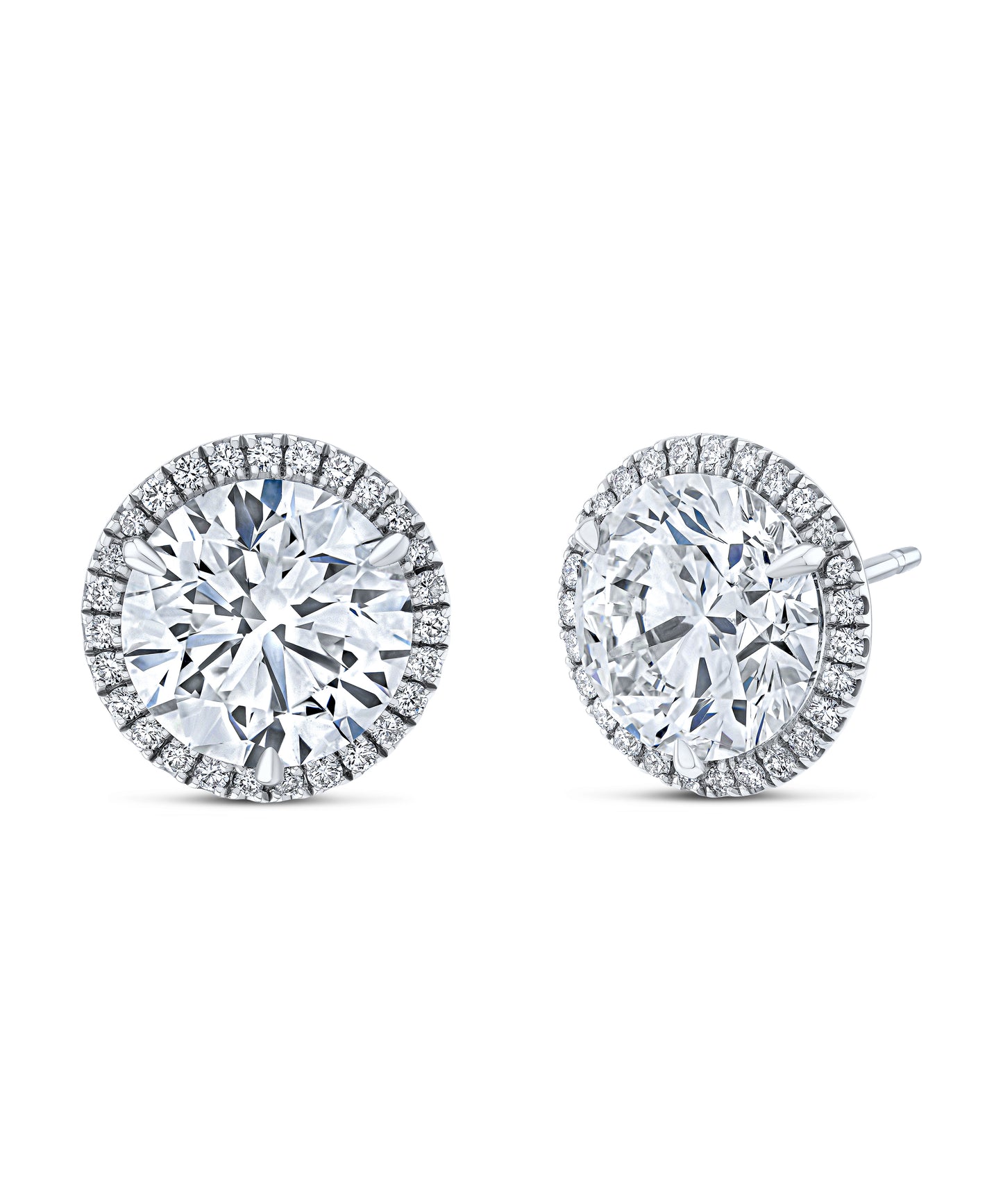 Round Diamond Earrings with Pave Halo