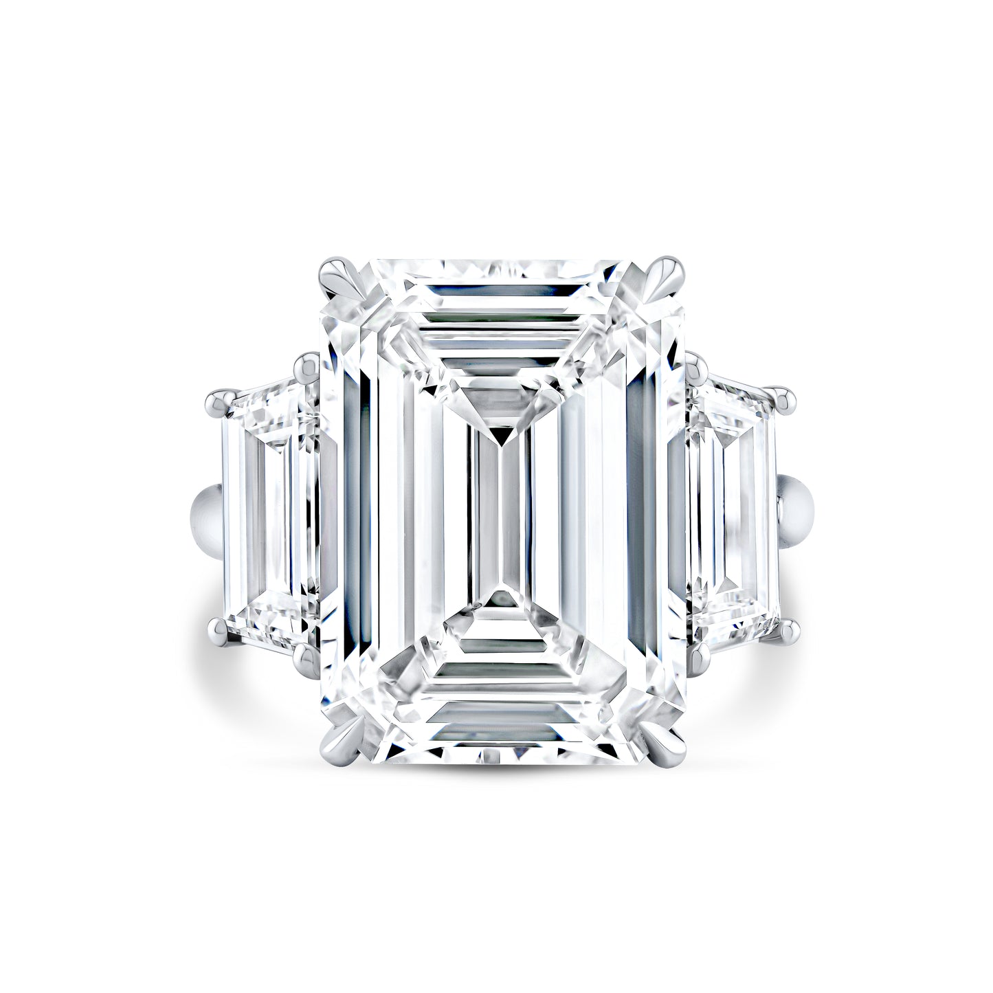 13.18 Carat Emerald Cut Three Stone Diamond Engagement Ring