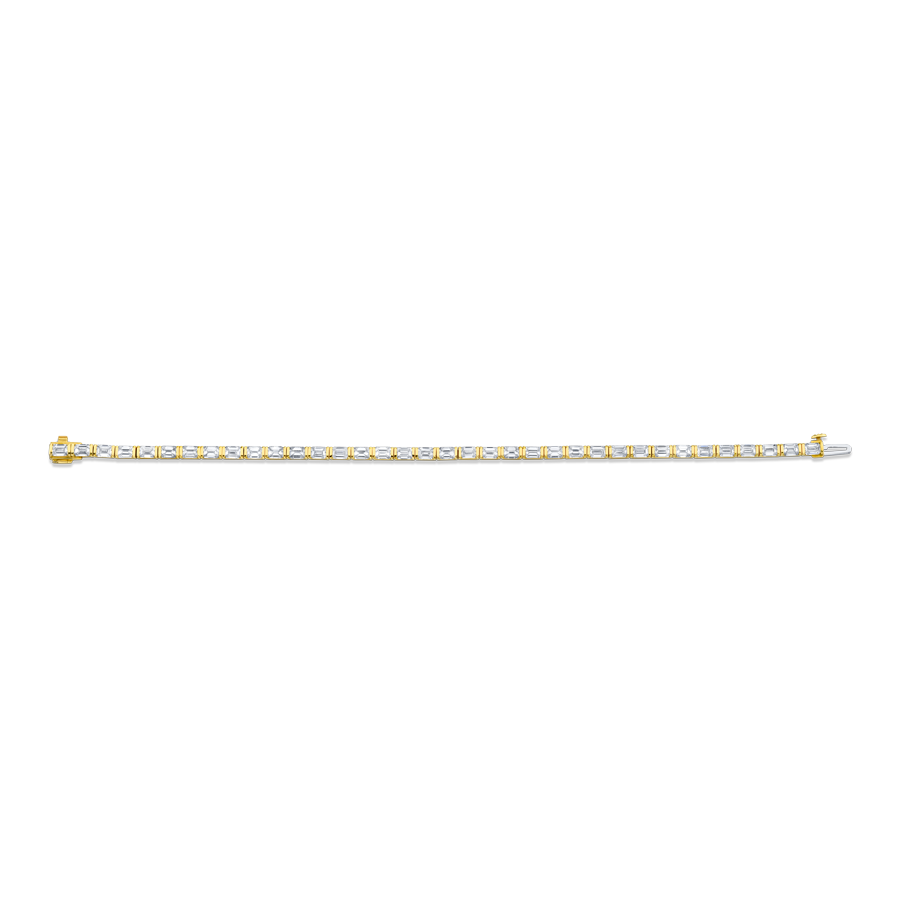 East West Bar Set Emerald Cut Diamond Bracelet