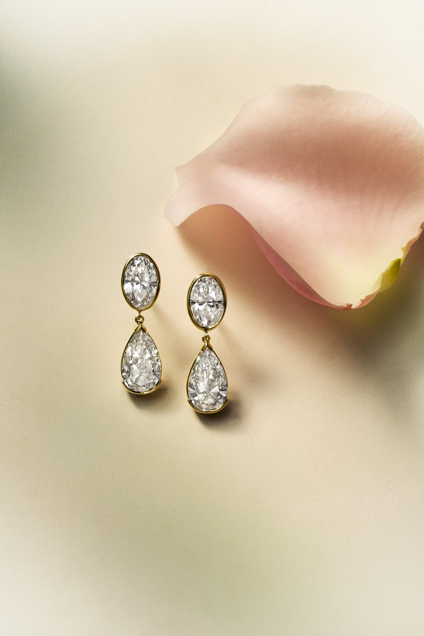 Oval and Pear Diamond Dangle Earrings