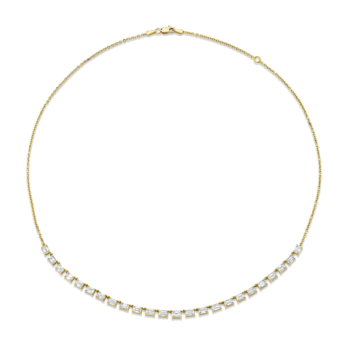 Floating Emerald Cut Diamond Necklace