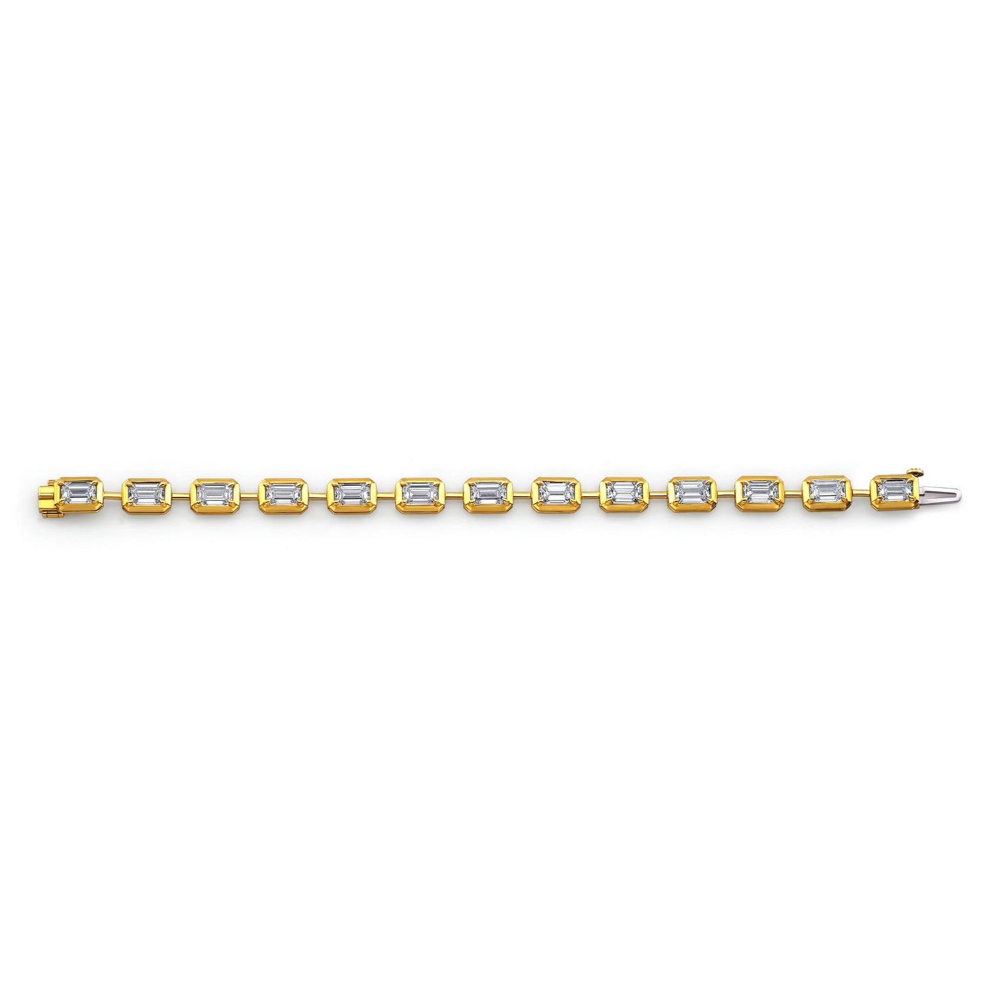 Emerald Cut Diamond Bezel Set Bracelet