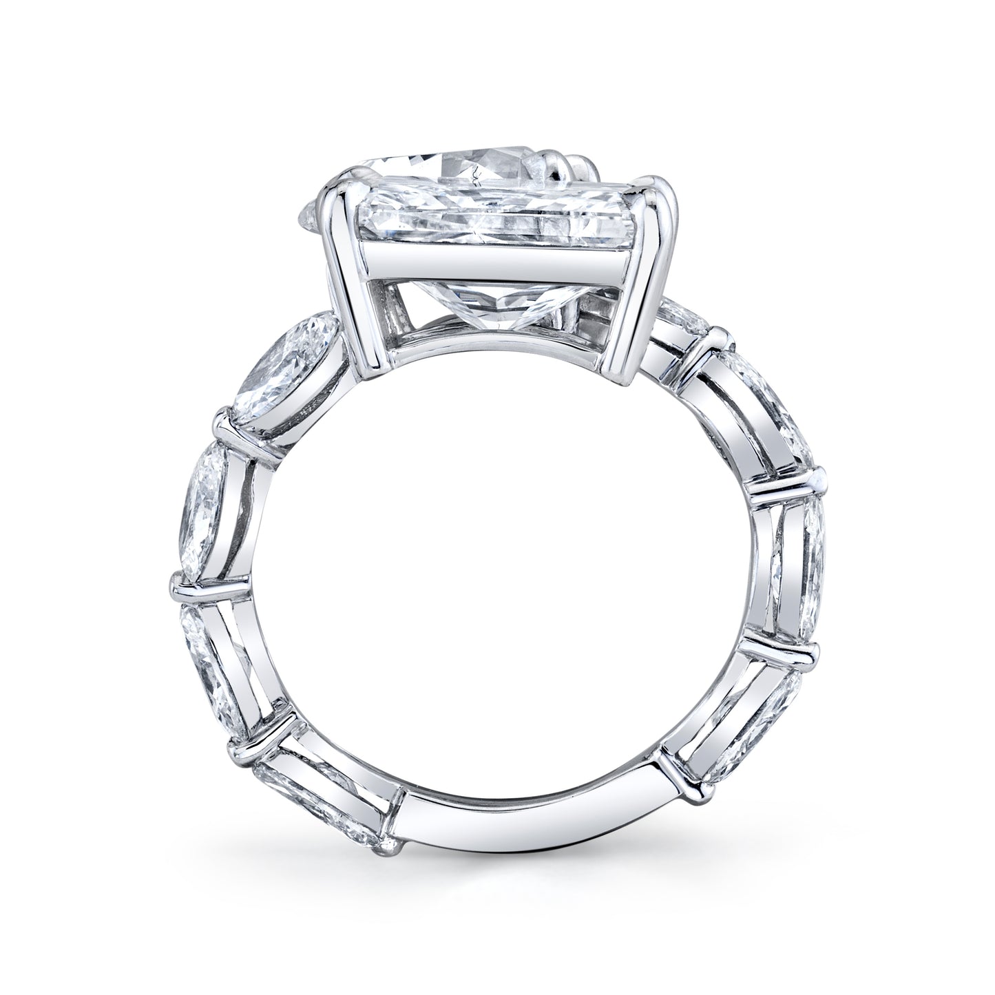 Radiant-Cut and Heart Shape Diamond Bypass Ring