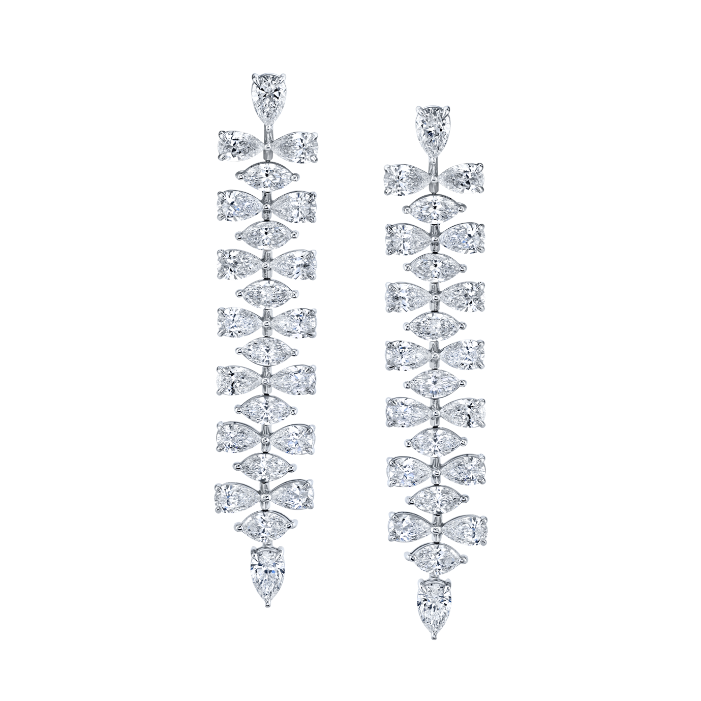 Marquise and Pear Shape Diamonds Dangle Earrings
