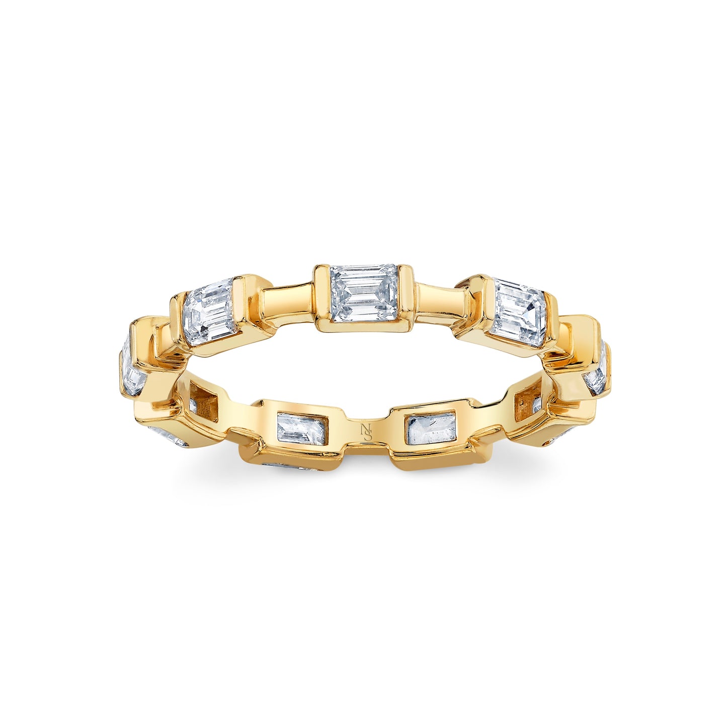 Emerald Cut Diamond Bar Eternity Band