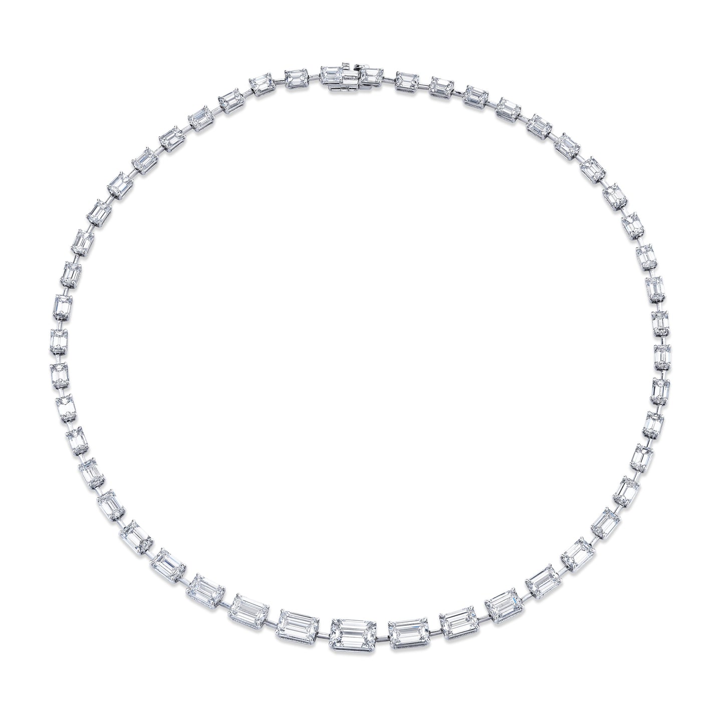 Graduated East-West Emerald Cut Diamond Necklace