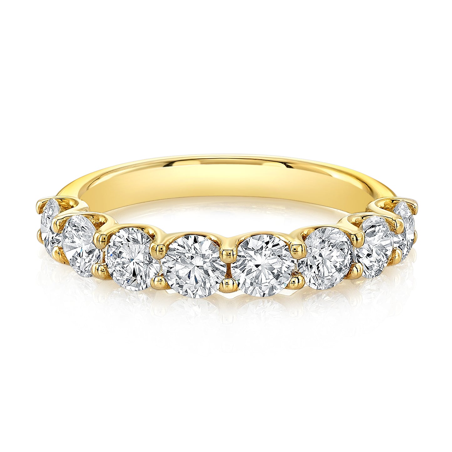 Round Diamond Halfway Band - Yellow Gold