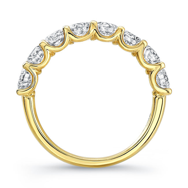 Round Diamond Halfway Band - Yellow Gold