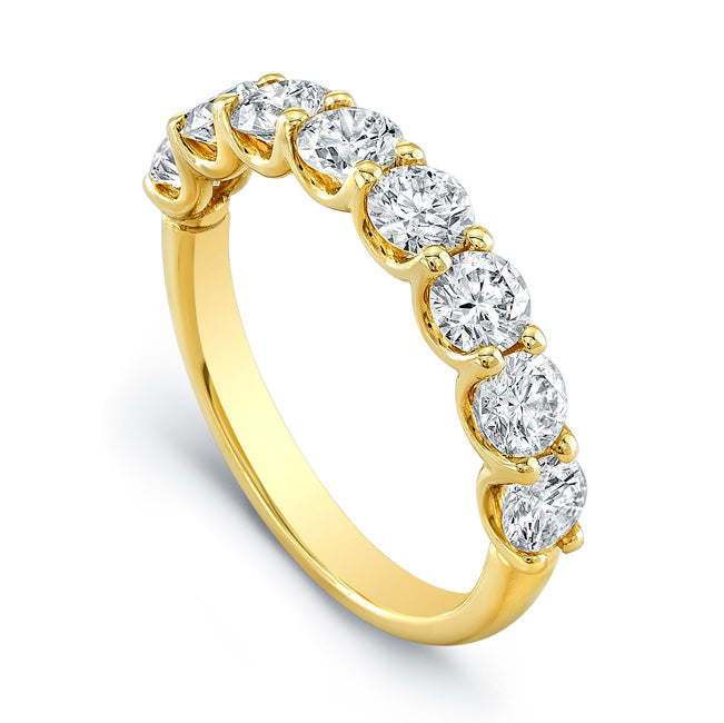 Round Diamond Halfway Band - Yellow Gold