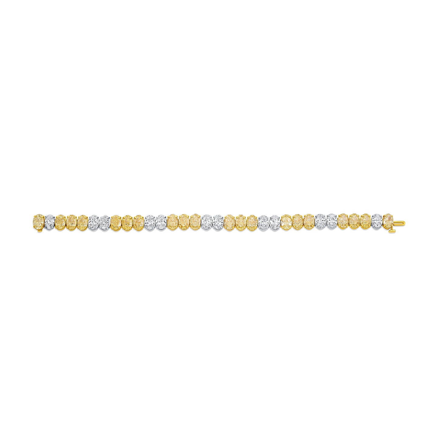 Alternating Yellow and White Oval Diamond Bracelet