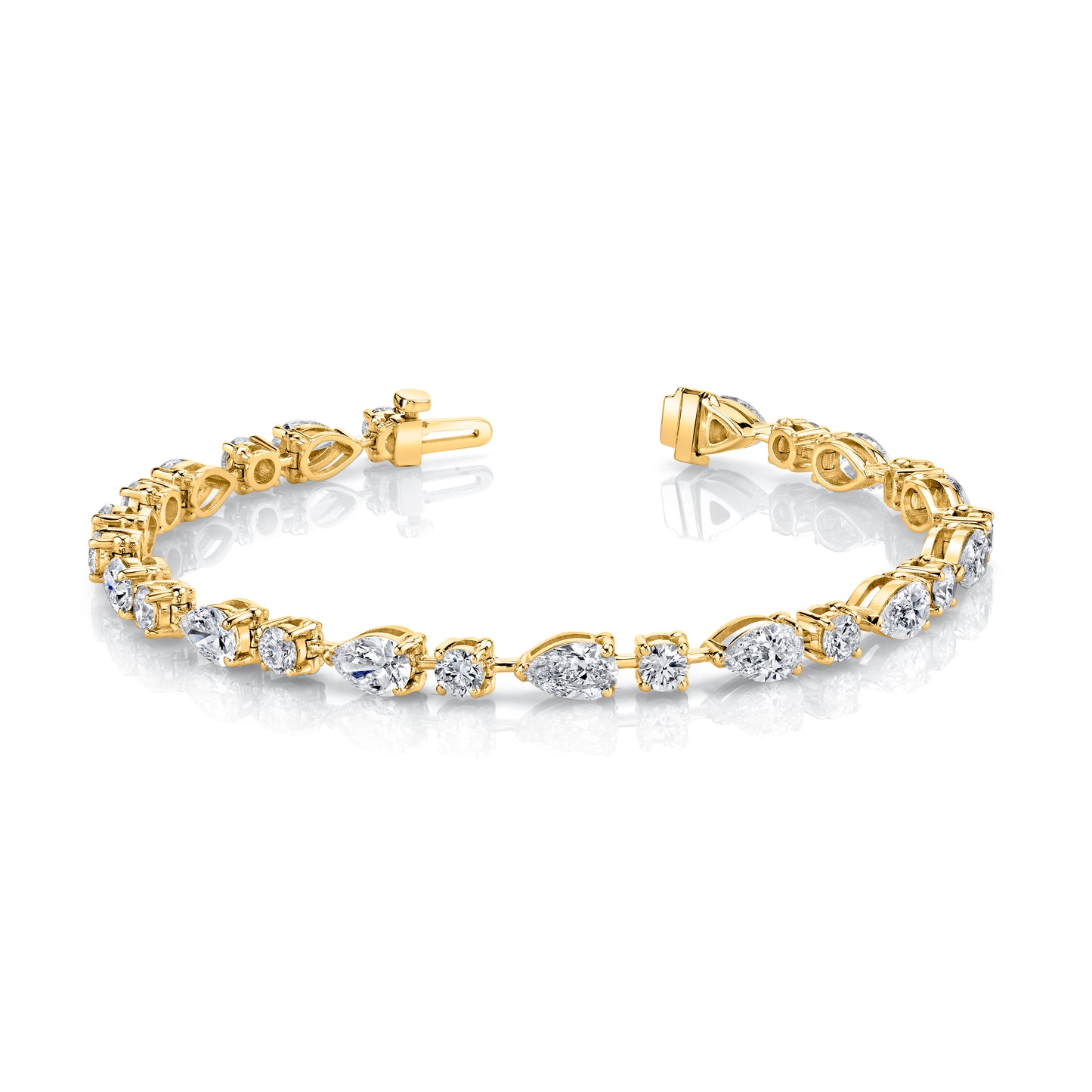 Straight Line Wire Set Bracelet with Fancy Mixed Shape Diamonds