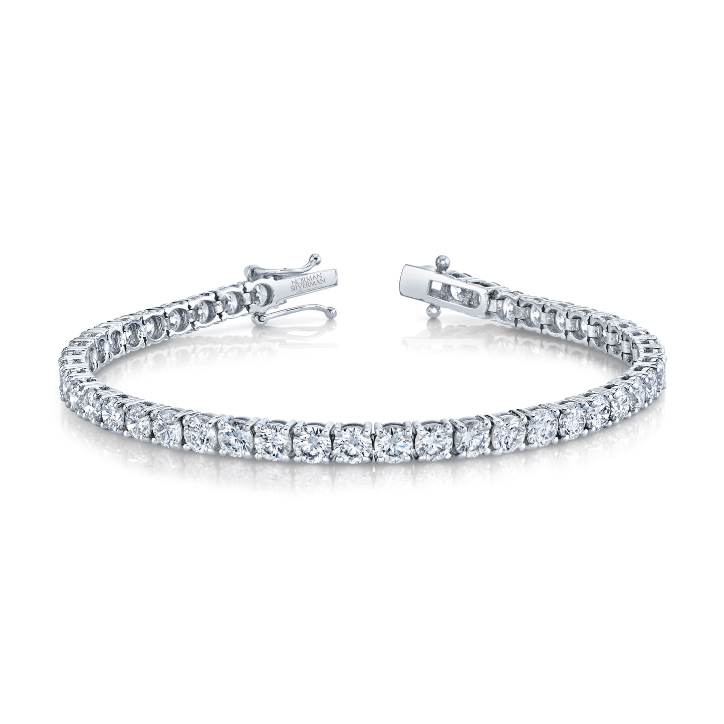 Signature Round Diamond Tennis Bracelet in White Gold