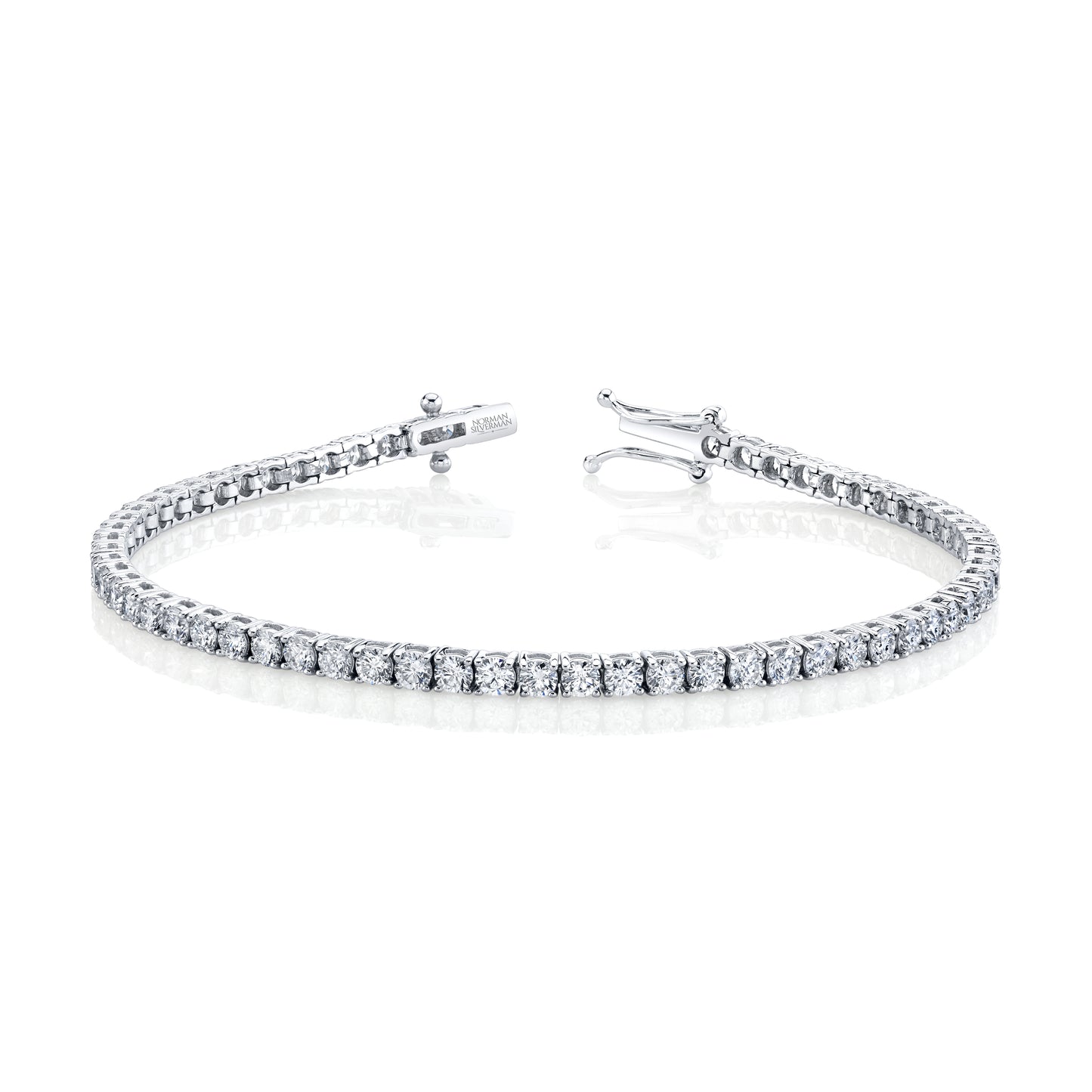 Signature Round Diamond Tennis Bracelet - MULTIPLE SIZES - White Gold