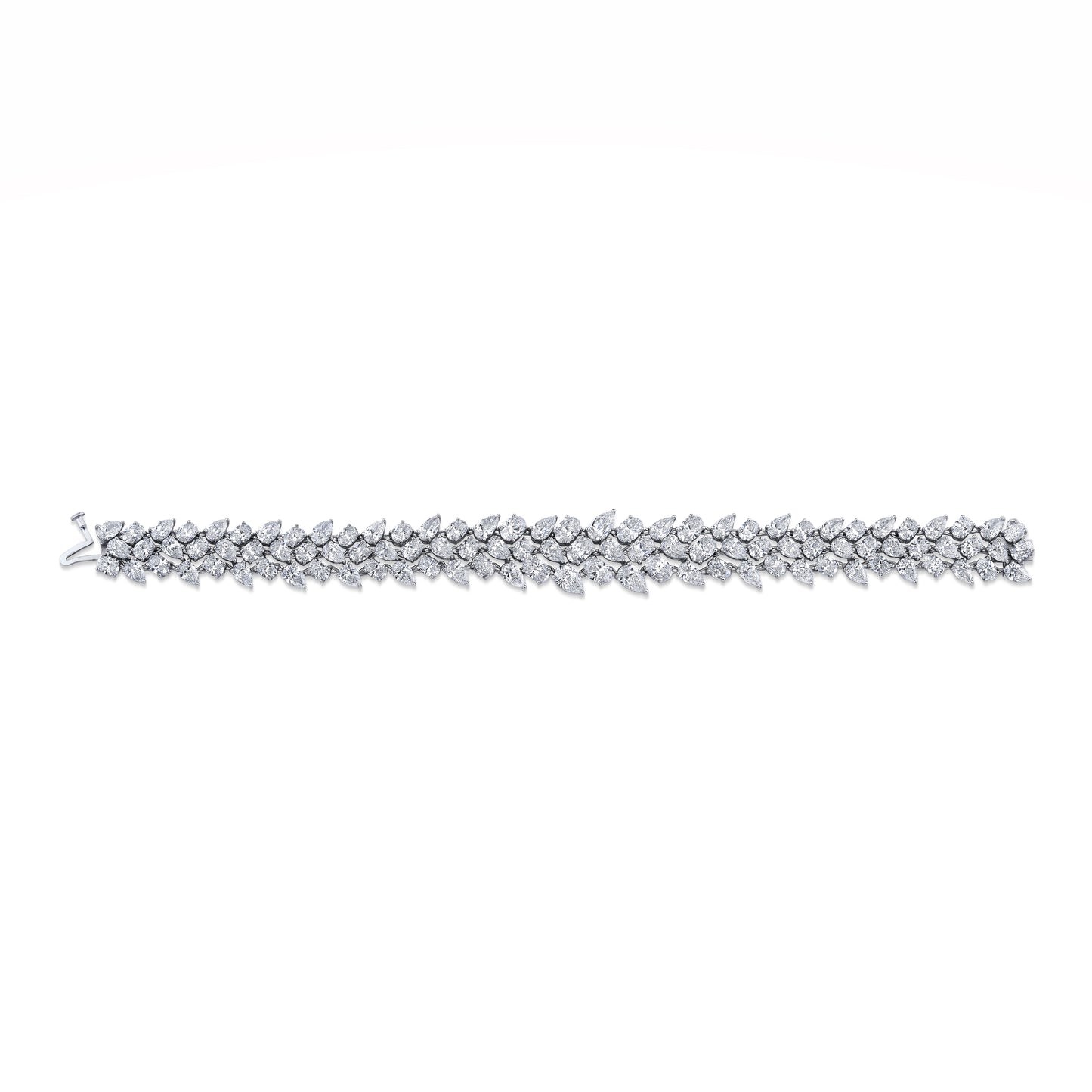 Three Row Various Shape Diamond Bracelet