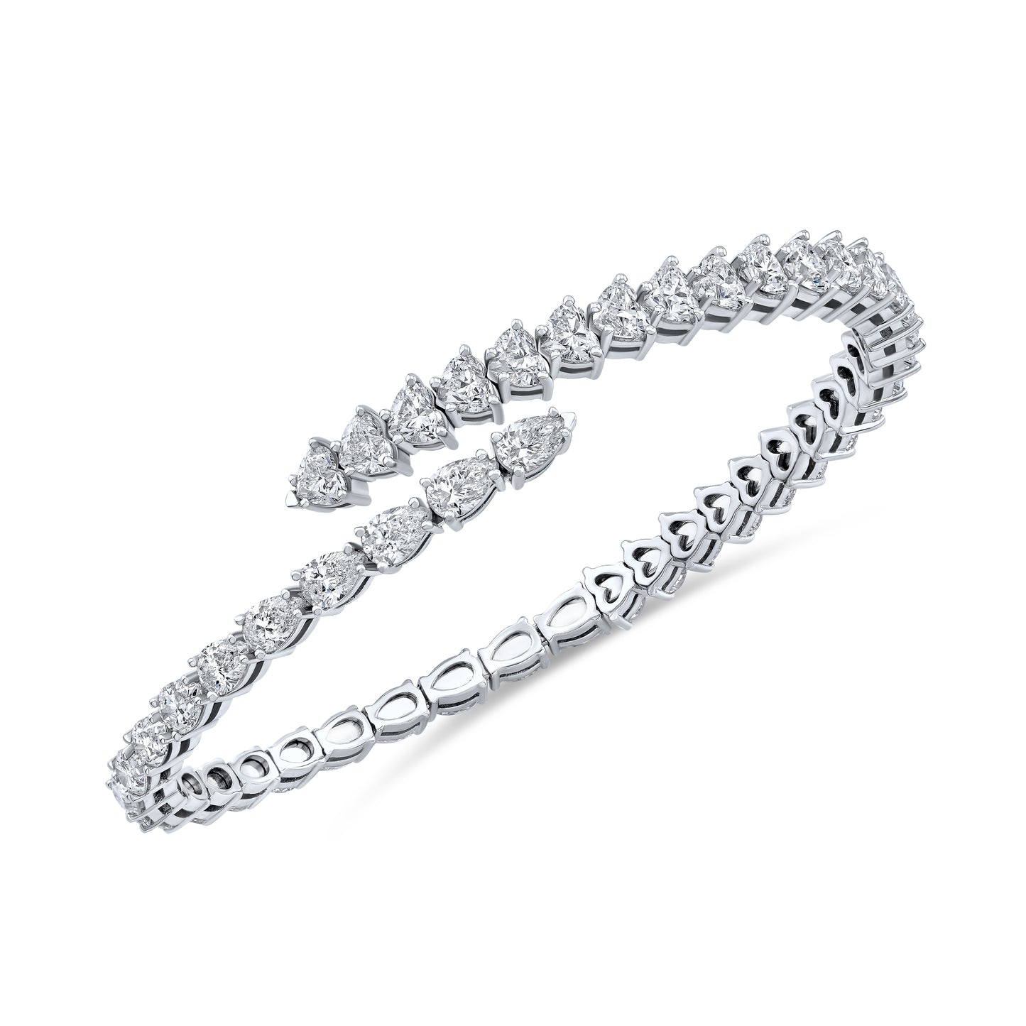Pear and Heart Diamond Bypass Bracelet