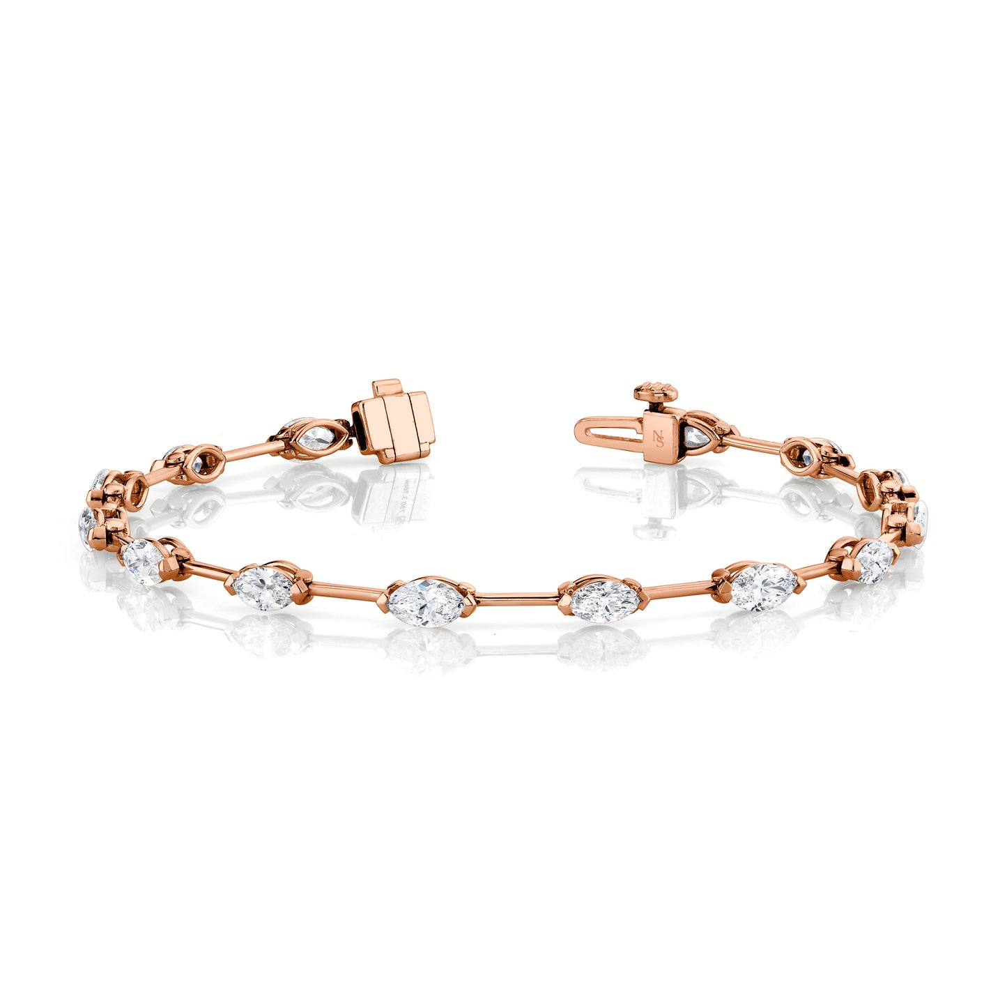 Straight Line Wire Set Bracelet with Marquise Diamonds
