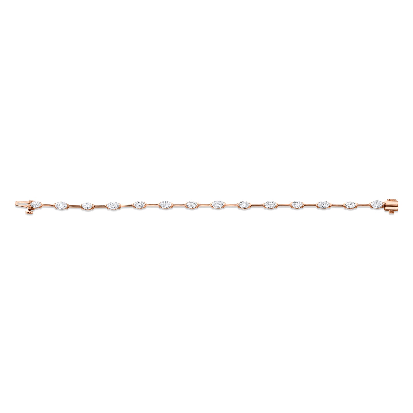 Straight Line Wire Set Bracelet with Marquise Diamonds