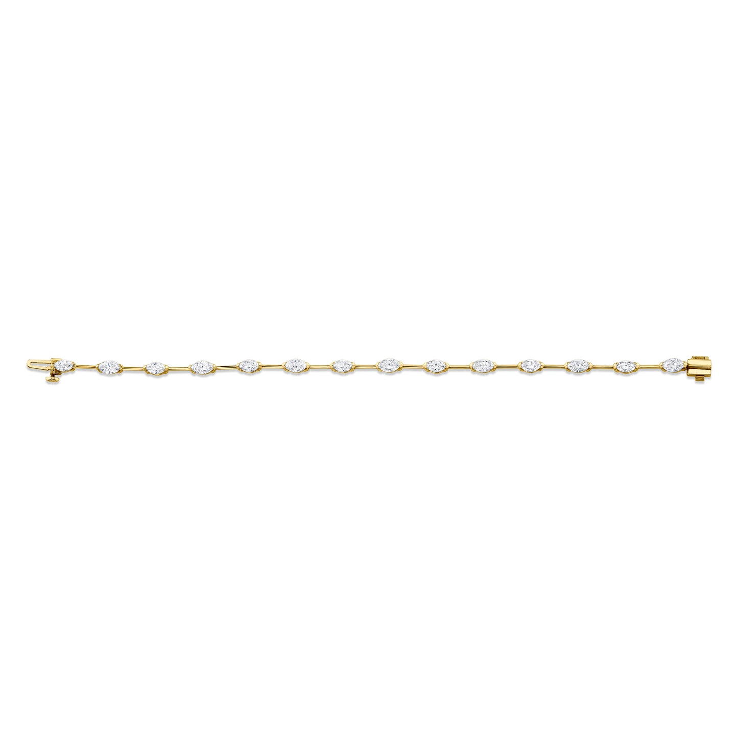Straight Line Wire Set Bracelet with Marquise Diamonds