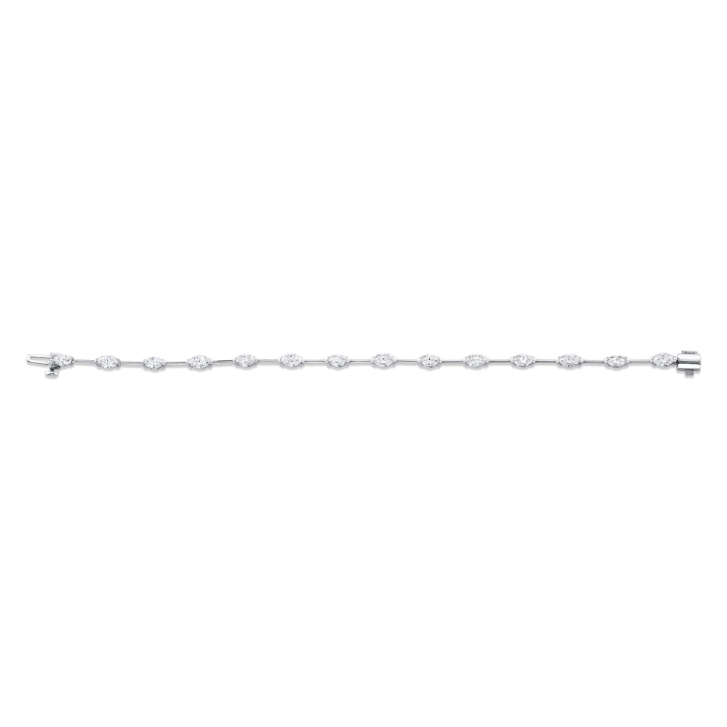 Straight Line Wire Set Bracelet with Marquise Diamonds
