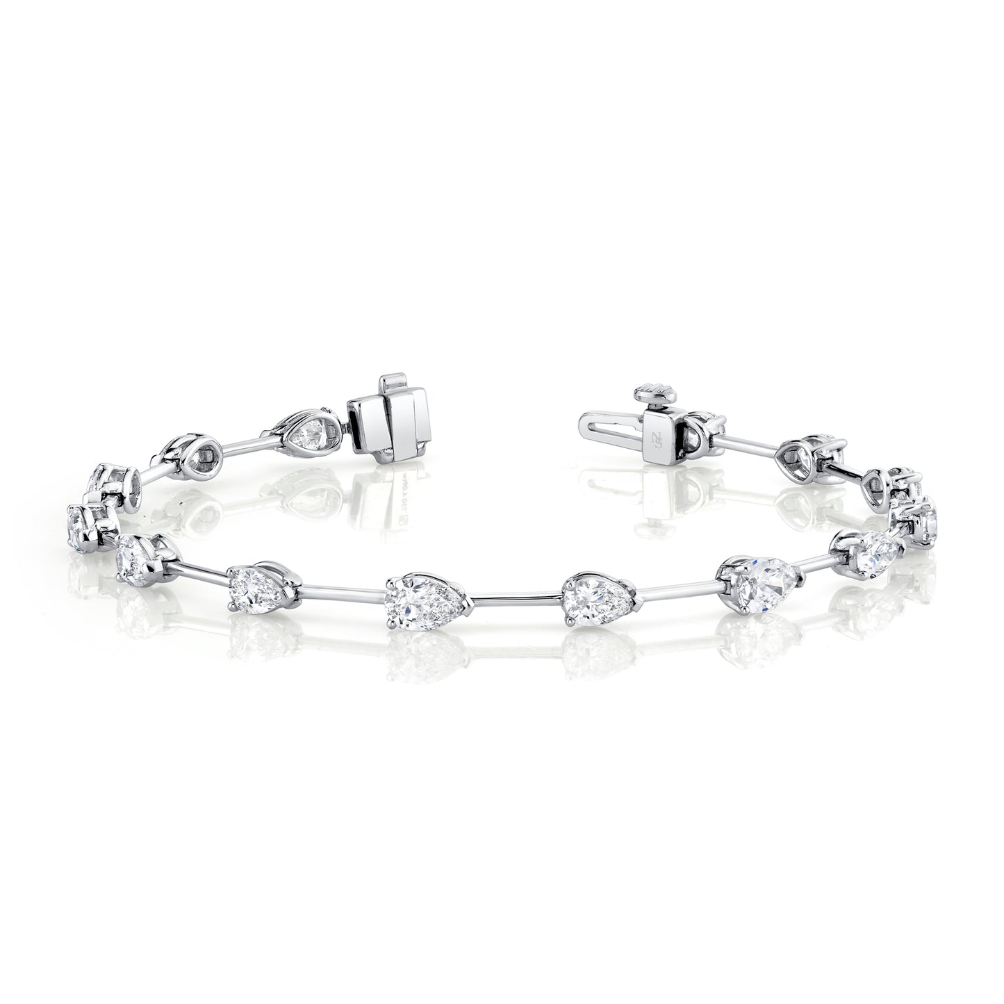 Straight Line Wire Set Bracelet with Pear Diamonds