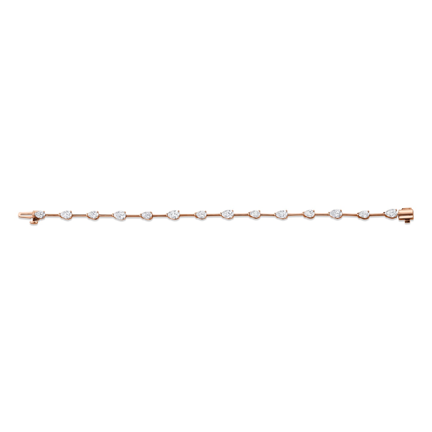 Straight Line Wire Set Bracelet with Pear Diamonds
