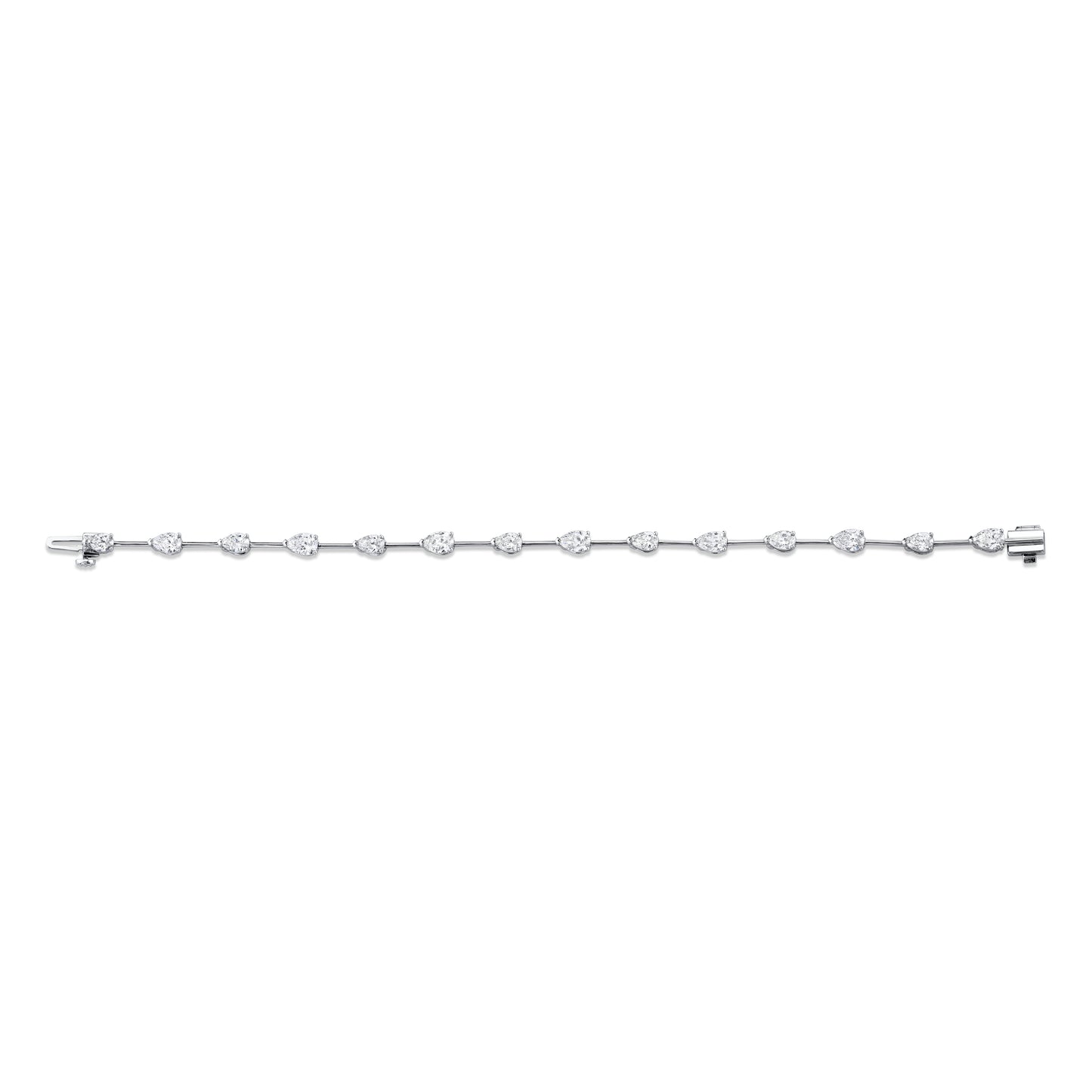 Straight Line Wire Set Bracelet with Pear Diamonds