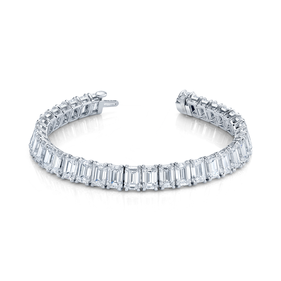 Emerald Cut Diamond Straight Line Bracelet