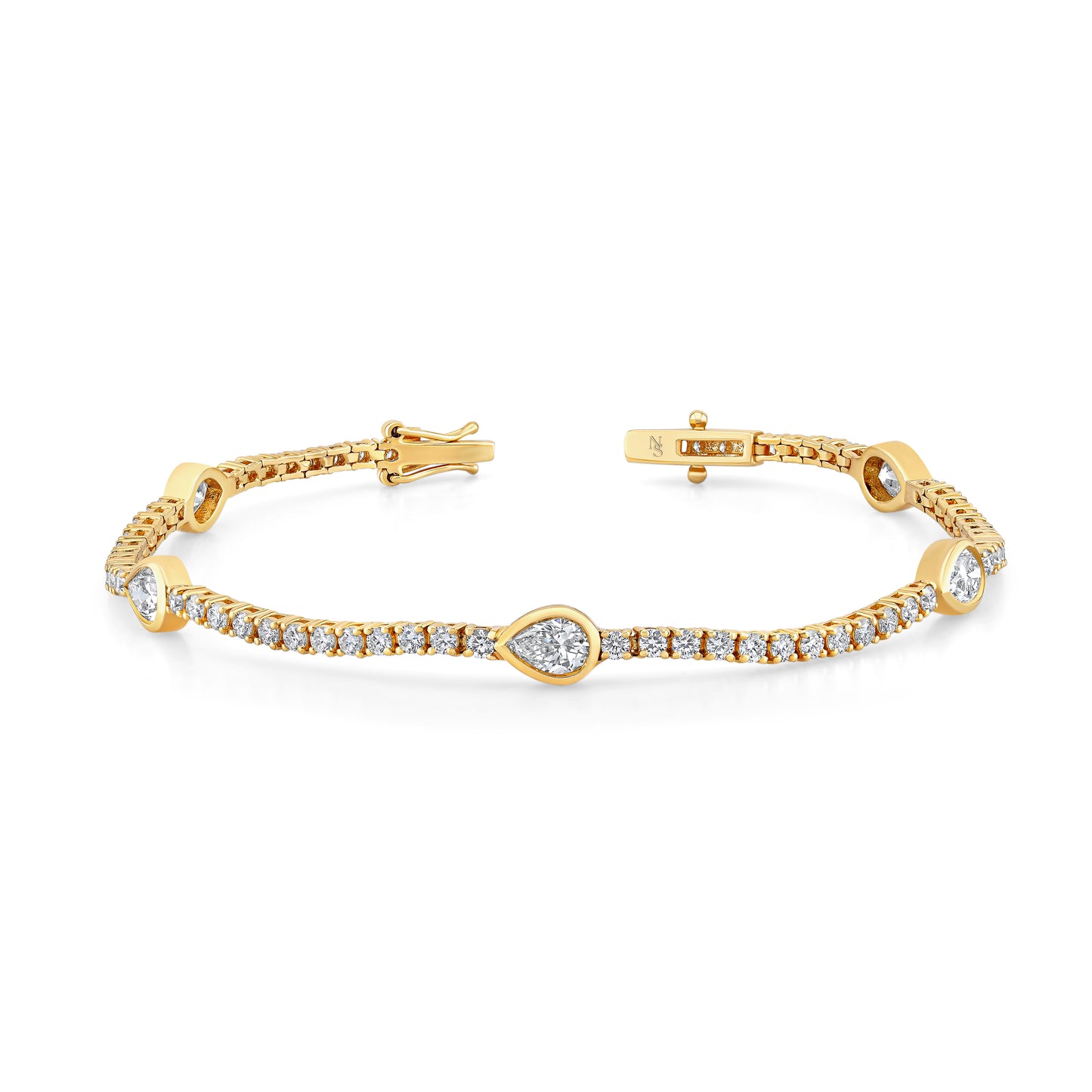 Straight Line Station Bracelet With Pear Accents