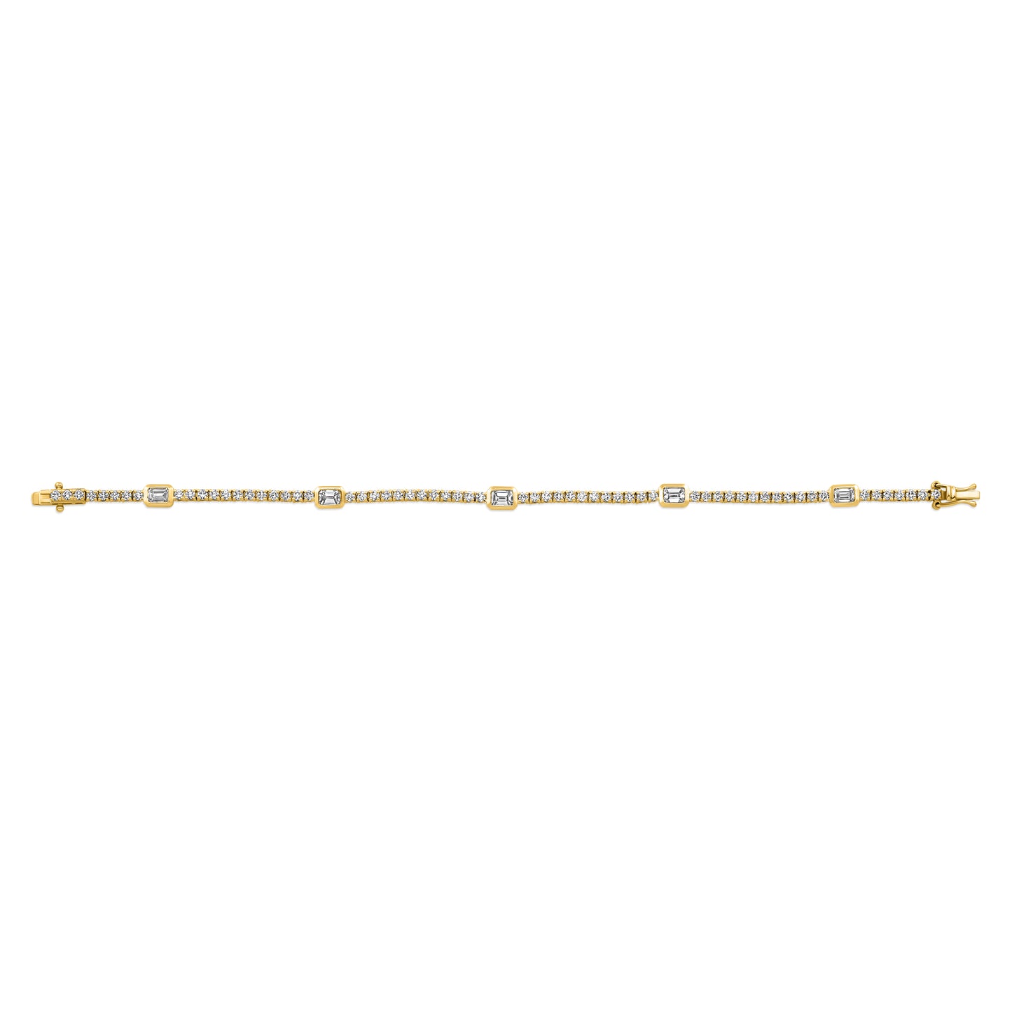 Straight Line Station Bracelet With Emerald Cut Accents