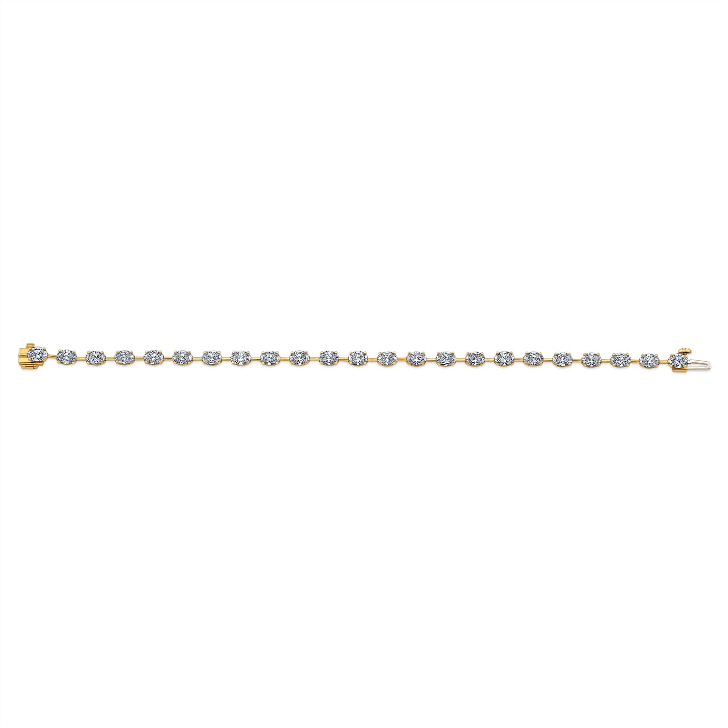 Straight Line Wire Set Bracelet with Oval Diamonds
