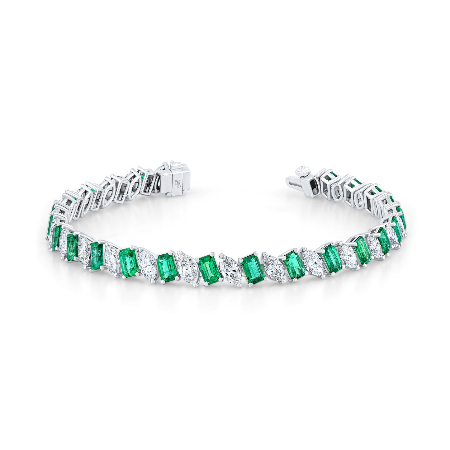 Mixed Fancy Shape Emerald and Diamond Bracelet