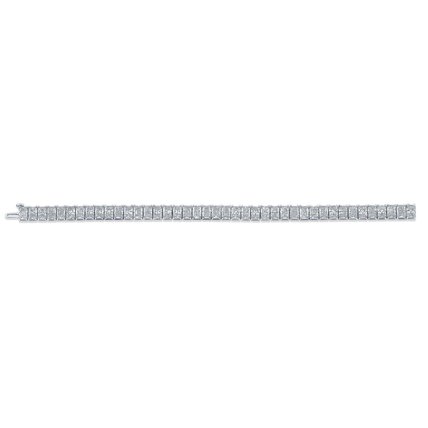 Double Row Radiant Diamond Straight Line Bracelet