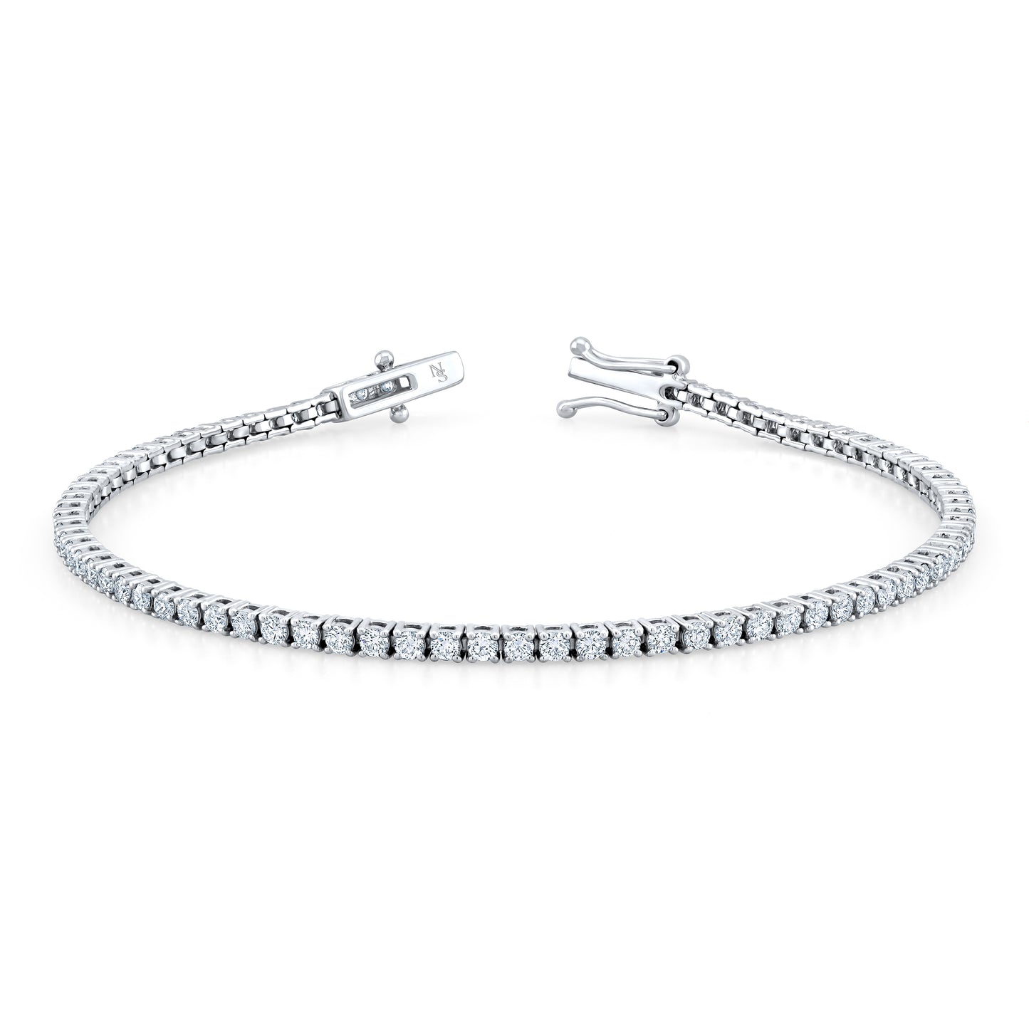 Signature Round Diamond Tennis Bracelet - MULTIPLE SIZES - White Gold