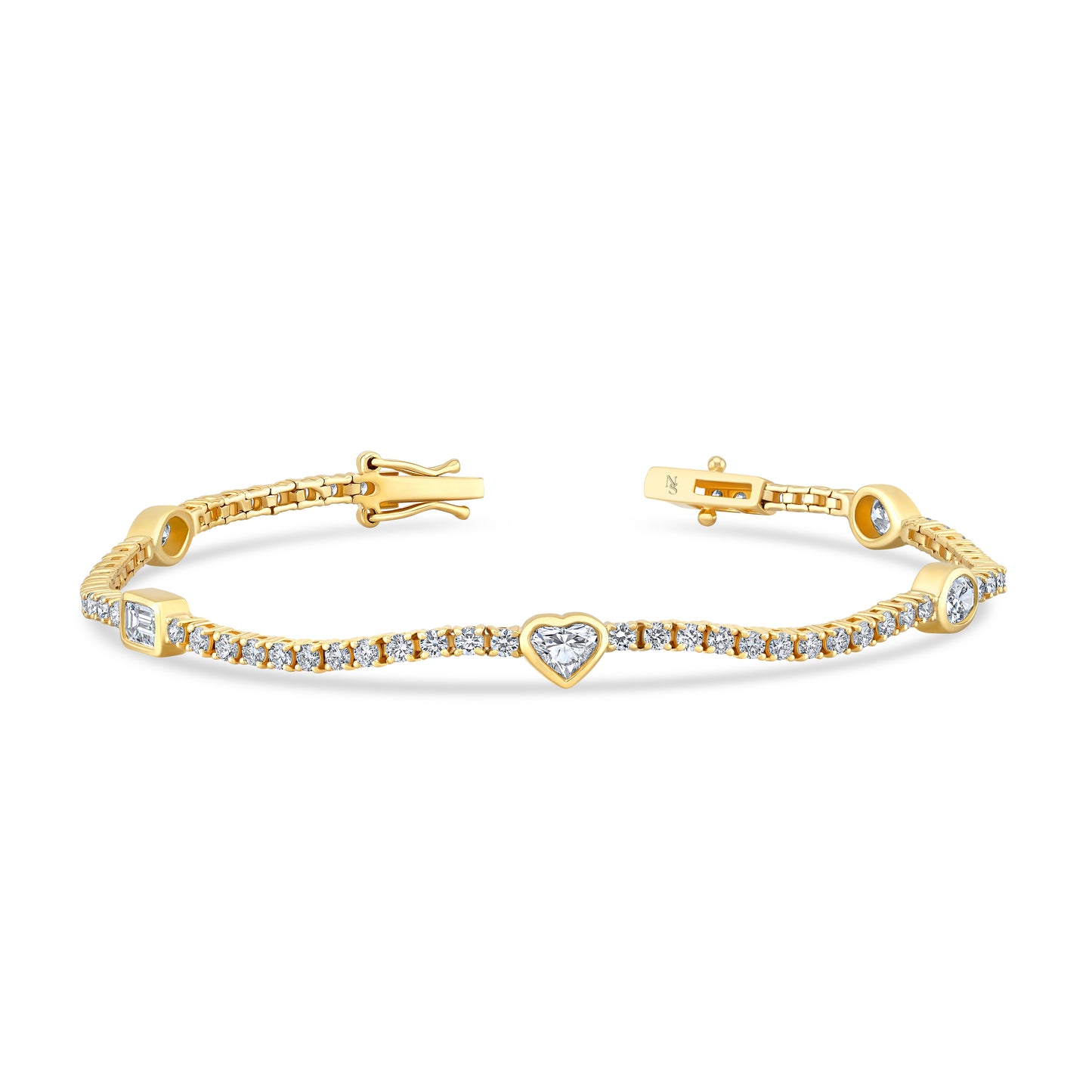 Straight Line Station Bracelet With Mixed Shape Accents