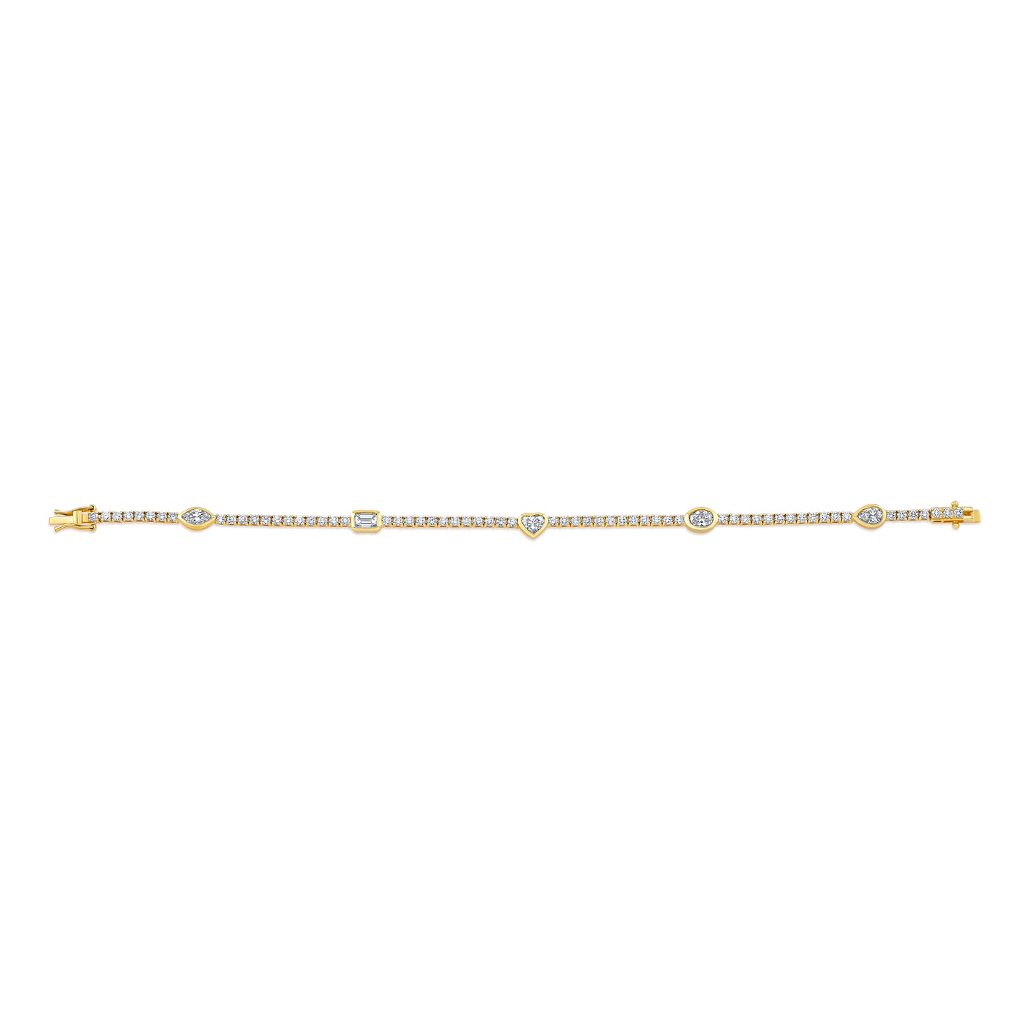 Straight Line Station Bracelet With Mixed Shape Accents