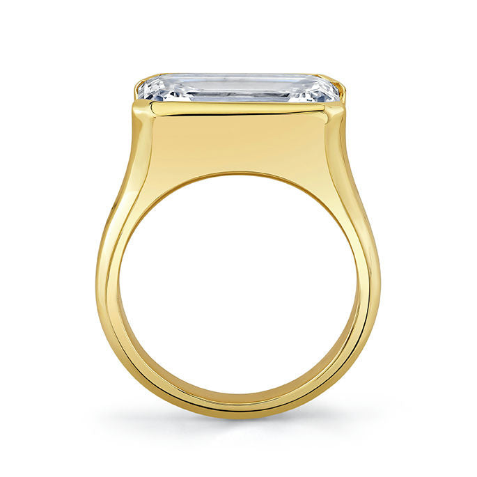 East West Emerald Shape Diamond Ring