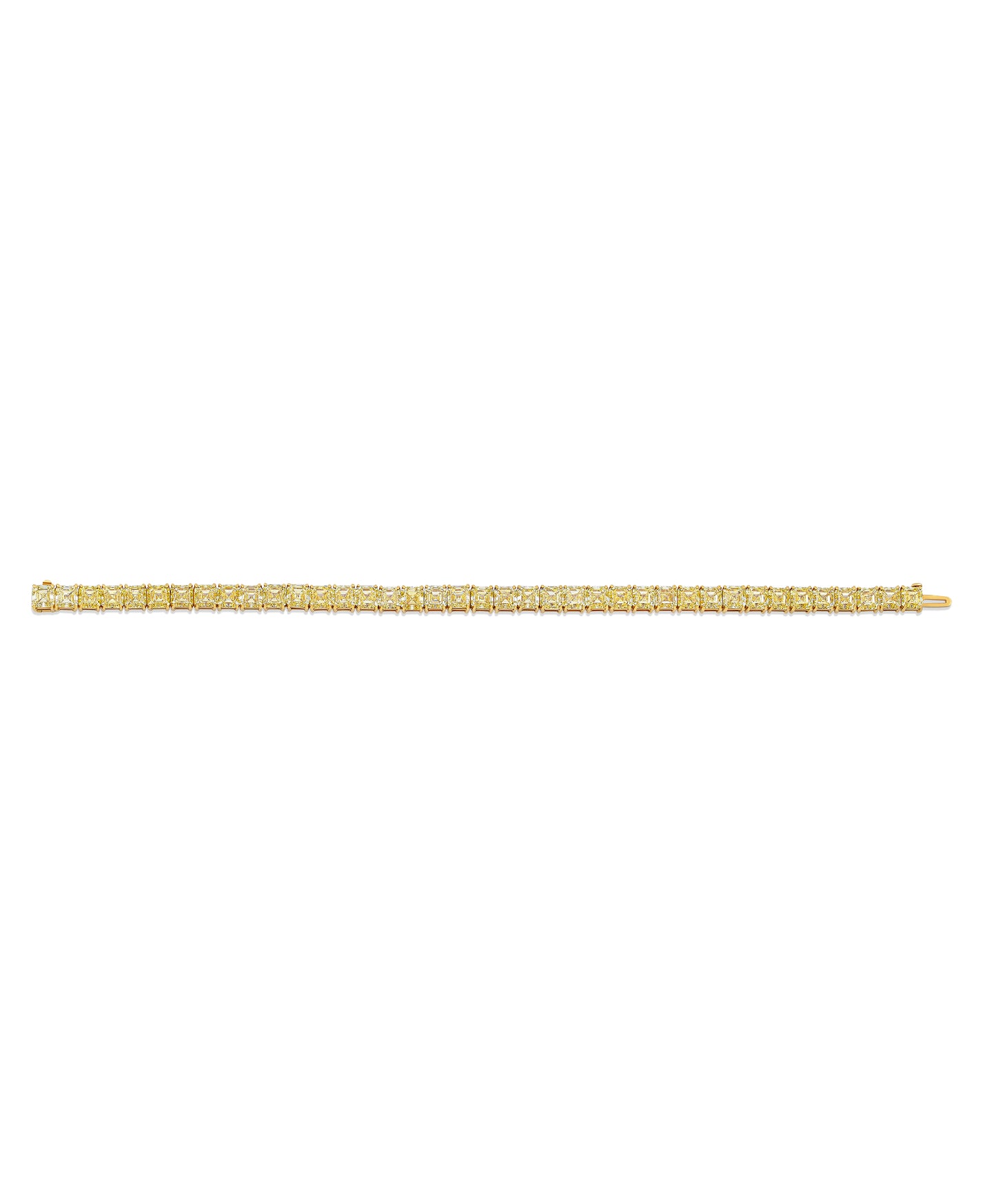 Fancy Yellow Asscher Diamond Straight Line Bracelet