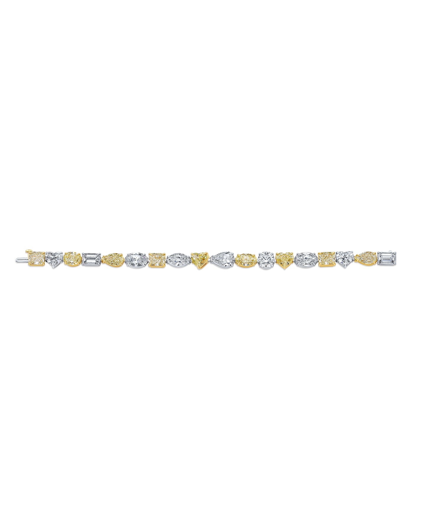 Mixed Shape Fancy Yellow and White Diamond Bracelet