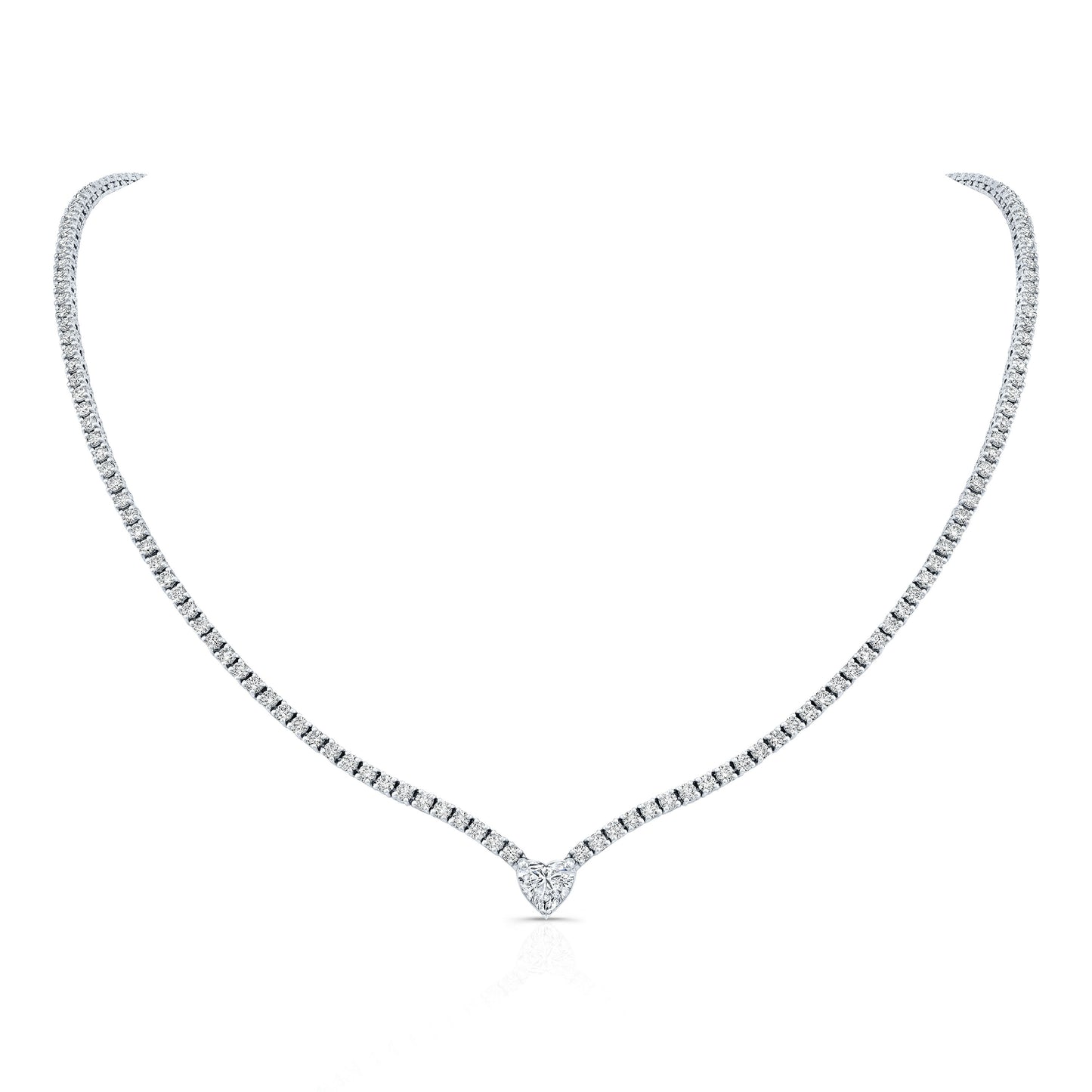 Diamond Necklace with Heart Shape Center Stone