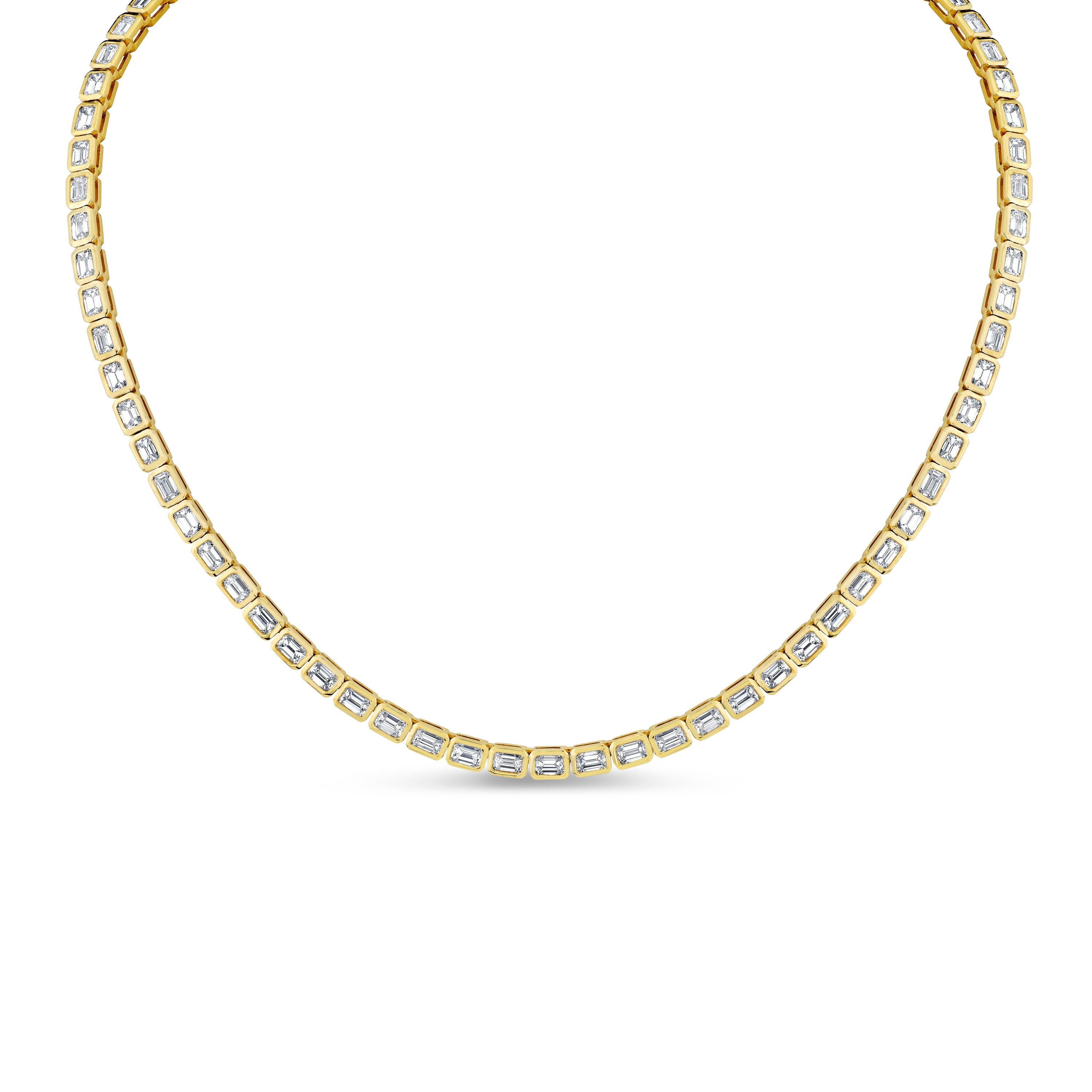 エルセーヌ　ノンセルクイックwith SUPER　jewelry　ball East West Emerald Cut Bezel Set Tennis Necklace | Norman Silverman