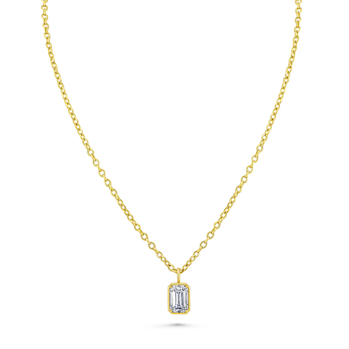 Emerald Solitaire Pendant Yellow Gold