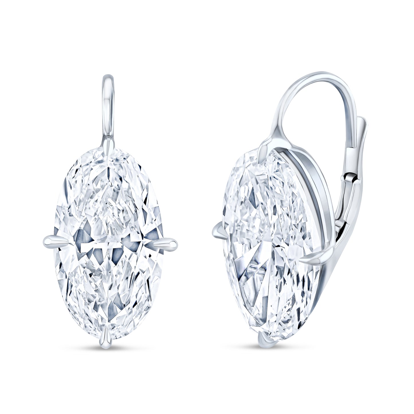 Oval Diamond Solitaire Drop Earrings