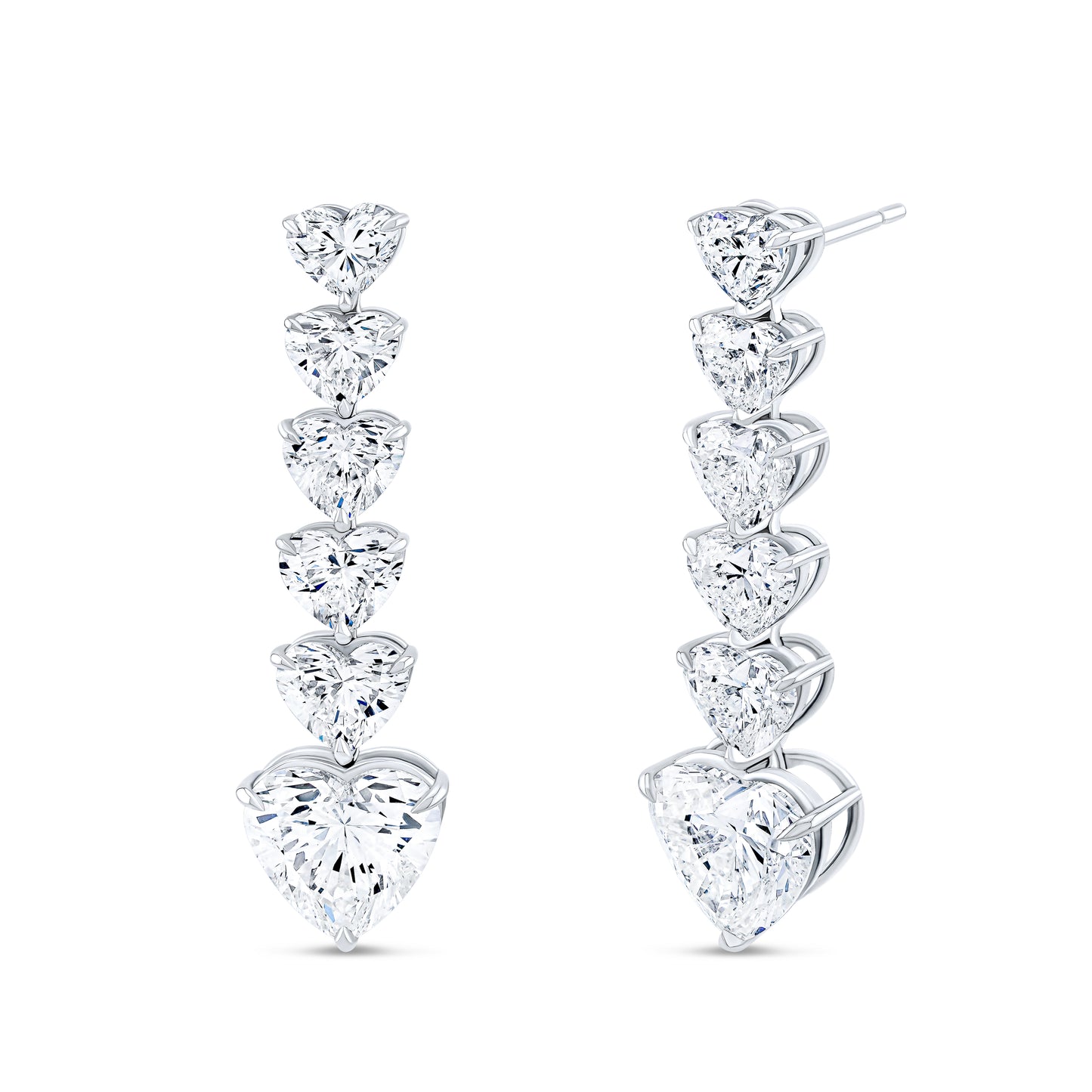 Graduating Heart Shape Diamond Dangle Earrings