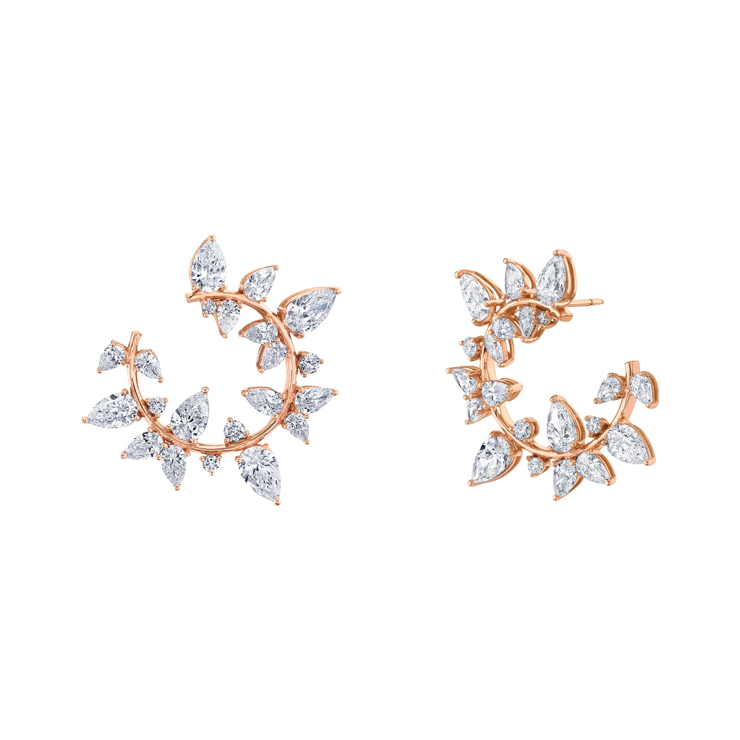 Diamond Vine Half Hoop Earring