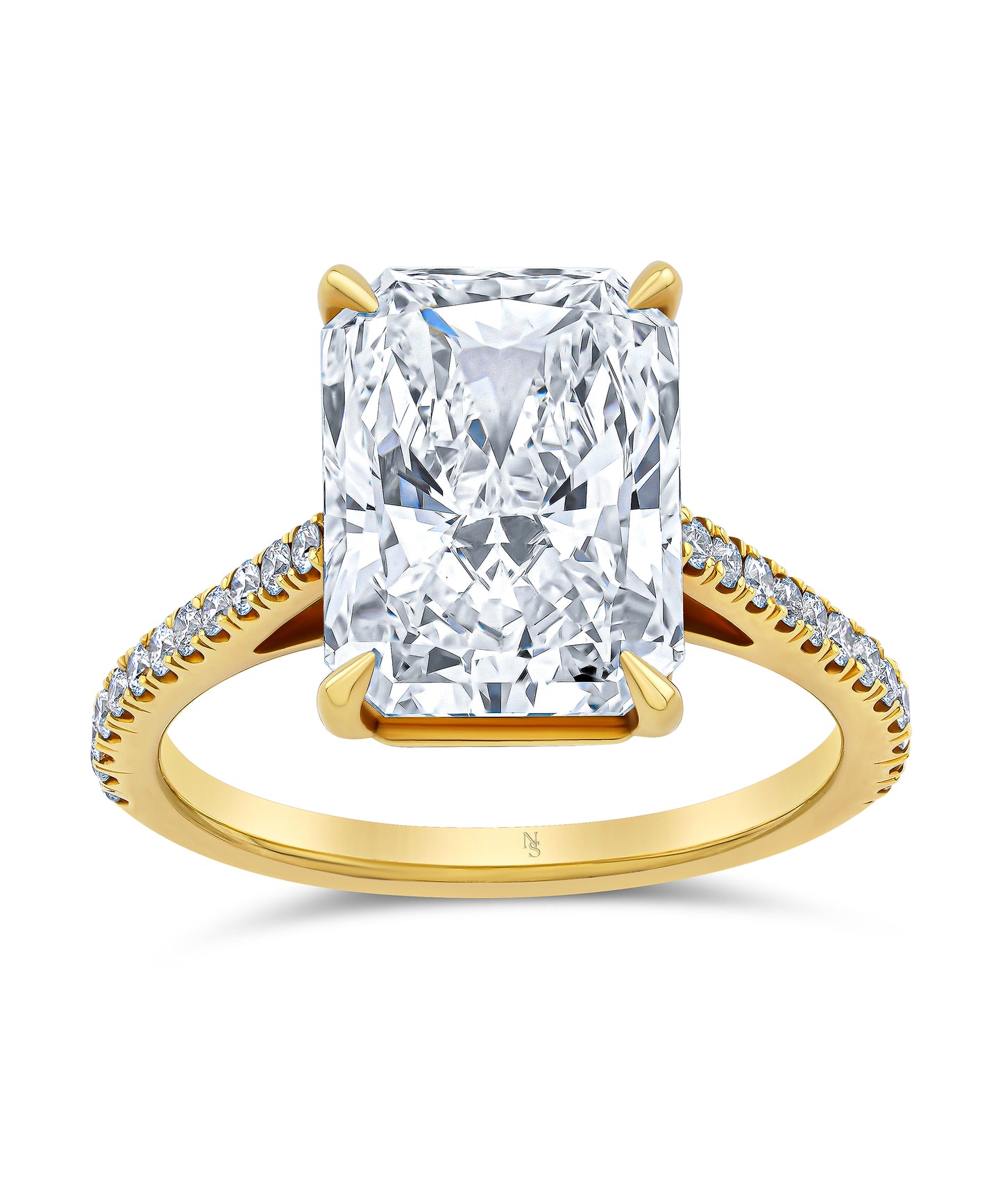 5.02 Carat Radiant Diamond Ring with Pave Band