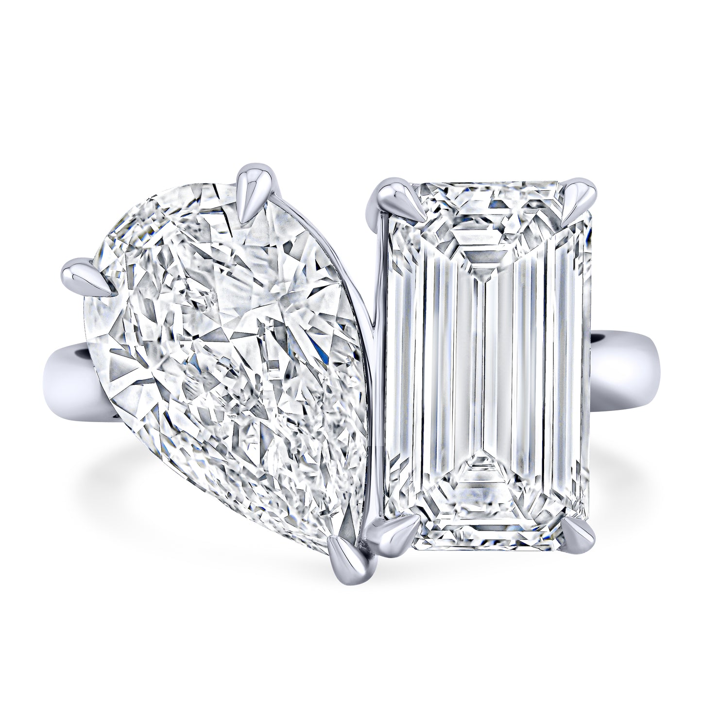 Emerald and Pear Shape Twin Ring