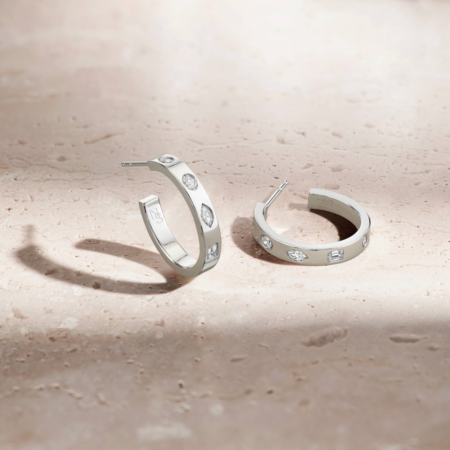 Hoop Earrings with Fancy Shape Diamonds