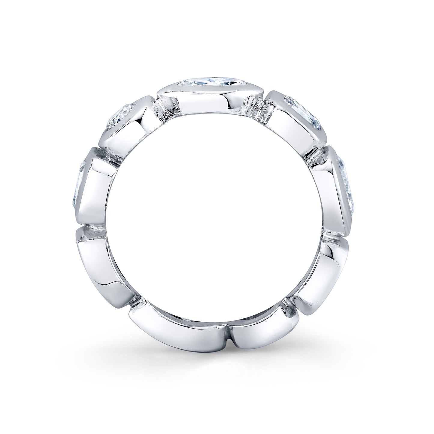 East West Mix Shape Bezel Halfway Band